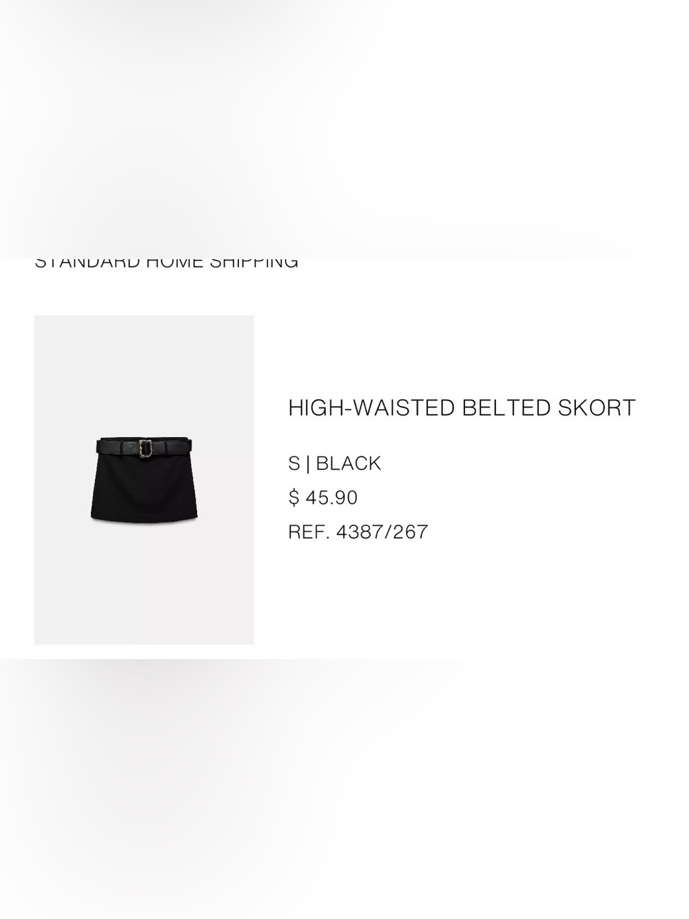 Zara Black Mini Skort with Gold Buckle Belt - Picture 2 of 2